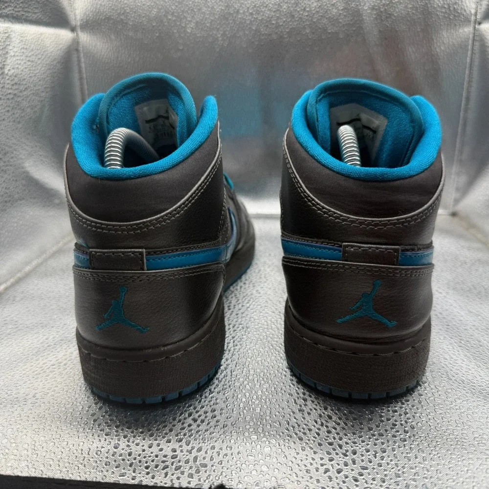 Size 6.5Y Nike Air Jordan 1 Mid GG Dark Gray Teal Girls Sneaker Shoes 555112-027